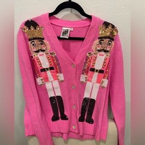 QUEEN OF SPARKLES pink nutcracker cardigan